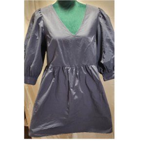 Pomander Place Lizzie Puff Sleeve Sky Blue Taffeta Dress Medium